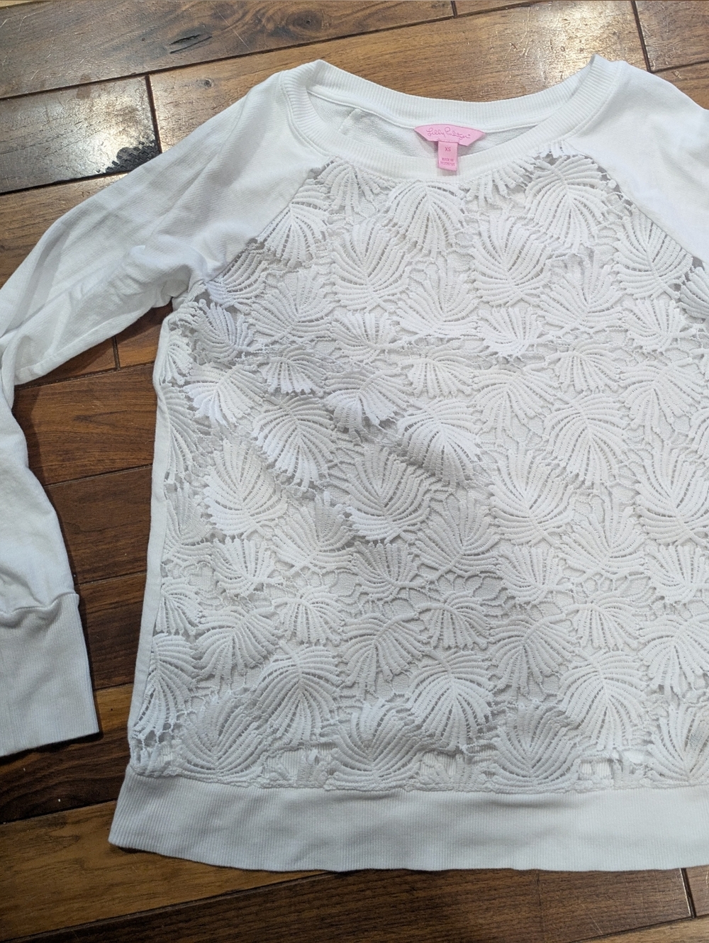 Lilly Pulitzer White Lace Front Sweatshirt